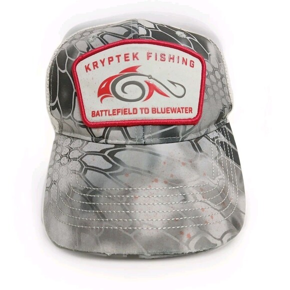 Kryptek Hat Cap Snap Back Gray White Water Camo Trucker Mesh Fishing Adult Men - Picture 1 of 6